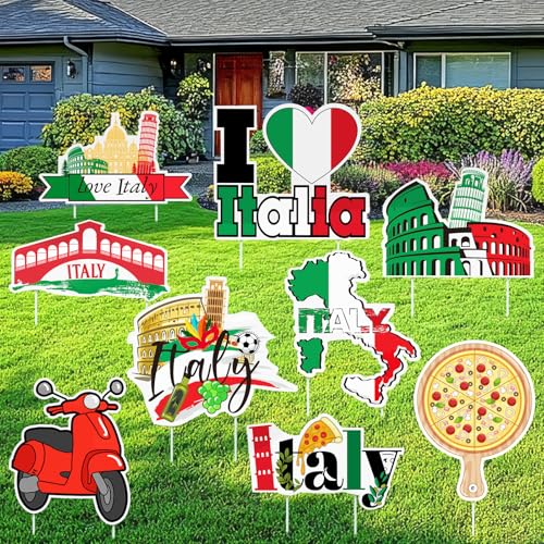 Yalikop 9 Pcs Italian Party Decorations Italian Outdoor Yard Decoration
