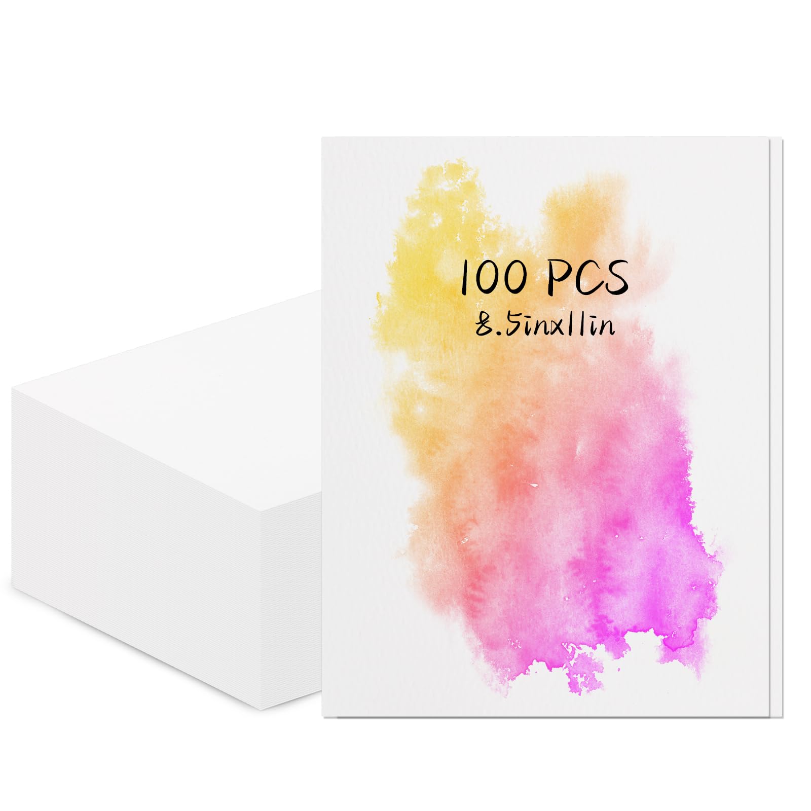 100 Stück 21,6 x 27,9 cm Baumwoll-Aquarellpapier, 63,5 kg/300 g/m² dickes kaltgepresstes Aquarellpapier, weißes Kunstpapier zum Zeichnen, Marker, Gouache, Acrylmalerei