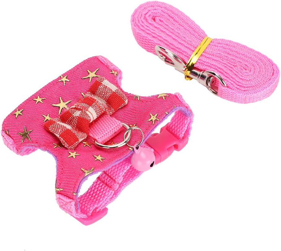 Dioche Small Animal Walking Harness Vest Leash Set – Comfortable Cotton & Plush Lining, Easy OnOff Chest Strap – for Ferrets, Chinchillas, Squirrels (M)