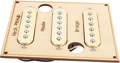 Single Coil Pickup Set, Electric Guitar Neck Middle Bridge Pickups with Vintage Style, Wiring Fiberboard Bobbins, Removable ABS Cover for Guitarists (Gold)