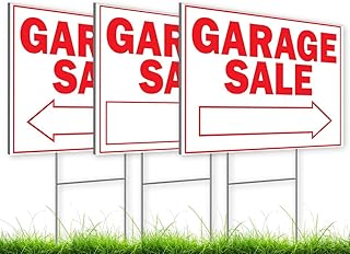 3X Double Sided 12x8 Garage Sale Sign - for Sale Signs With H-stakes Tall Stands Corrugated Plastic Plaque Custom Yard Signs with Lawn Stakes Personalized Street Sign - Garage Sale Open Door Signs