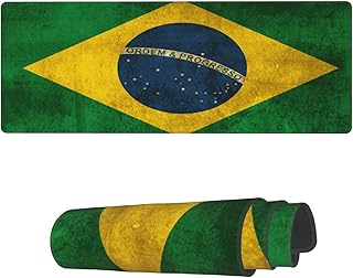 AoHanan Large Mouse Pad Flag of Brazil Gaming Mousepad Extended Keyboard Mouse Mat Desk Pad Non-Slip Stitched Edge Rubber Table Mat,31.5 X 11.8 Inch
