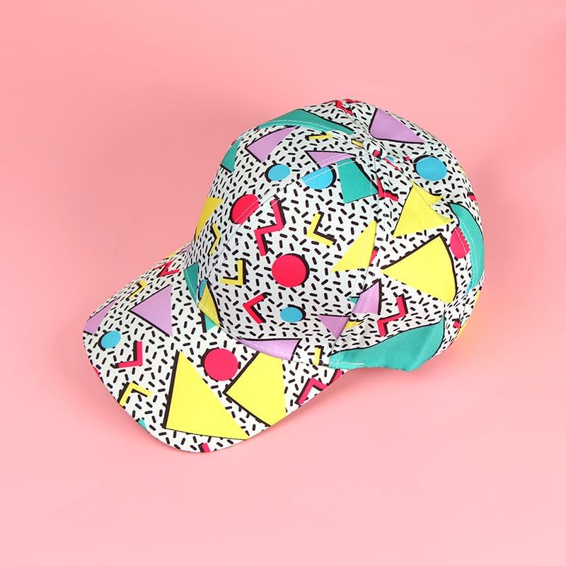 2 Pack Geometric Graphic Baseball Caps - Vintage 80s 90s Printed Unisex Adjustable Lightweight Sports Dad Hats Multi - Image 5