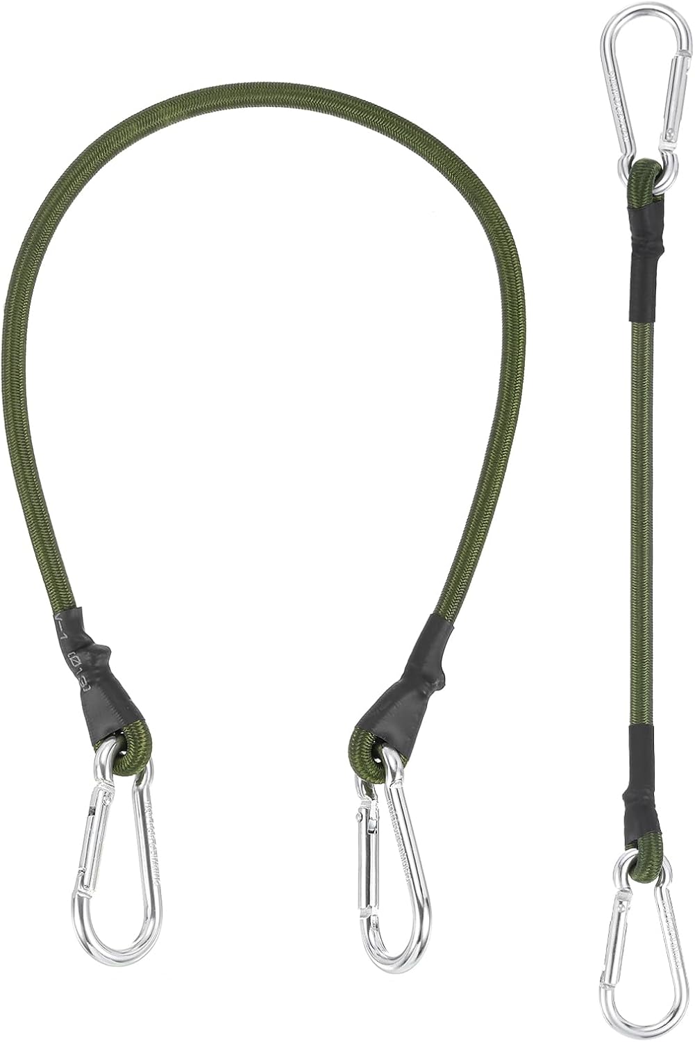 11.8 Inch Bungee Cords with Hooks, 2 Pack Heavy Elastic Straps Bungee Rope with Dual Aluminum Alloy Hooks for Camping Luggage Rack Bike Cargo Tent, Green