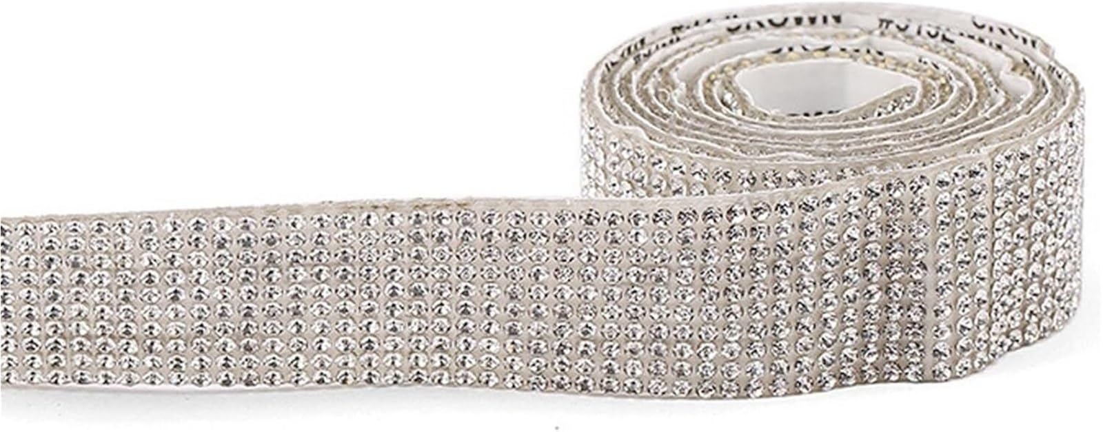 Glitter Tape, DIY Self Adhesive Rhinestone Tape Decorative Crystal Ribbon Diamond Multicolor 1.4cm 2.7cm(White,1.4cm)