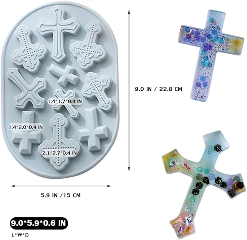 Miniatura 2 de Moldes de silicona en forma de cruz, 2 moldes para fondant de chocolate con gomita de caramelo, molde de herramienta de bricolaje para decoración de