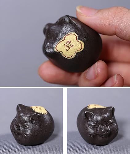 Yxhupot Yixing Tea Pet Chinese Zisha 5Pcs Pig Handmade Prosperity And Good Lucky Fengshui (5 Fu Color) #TOP5