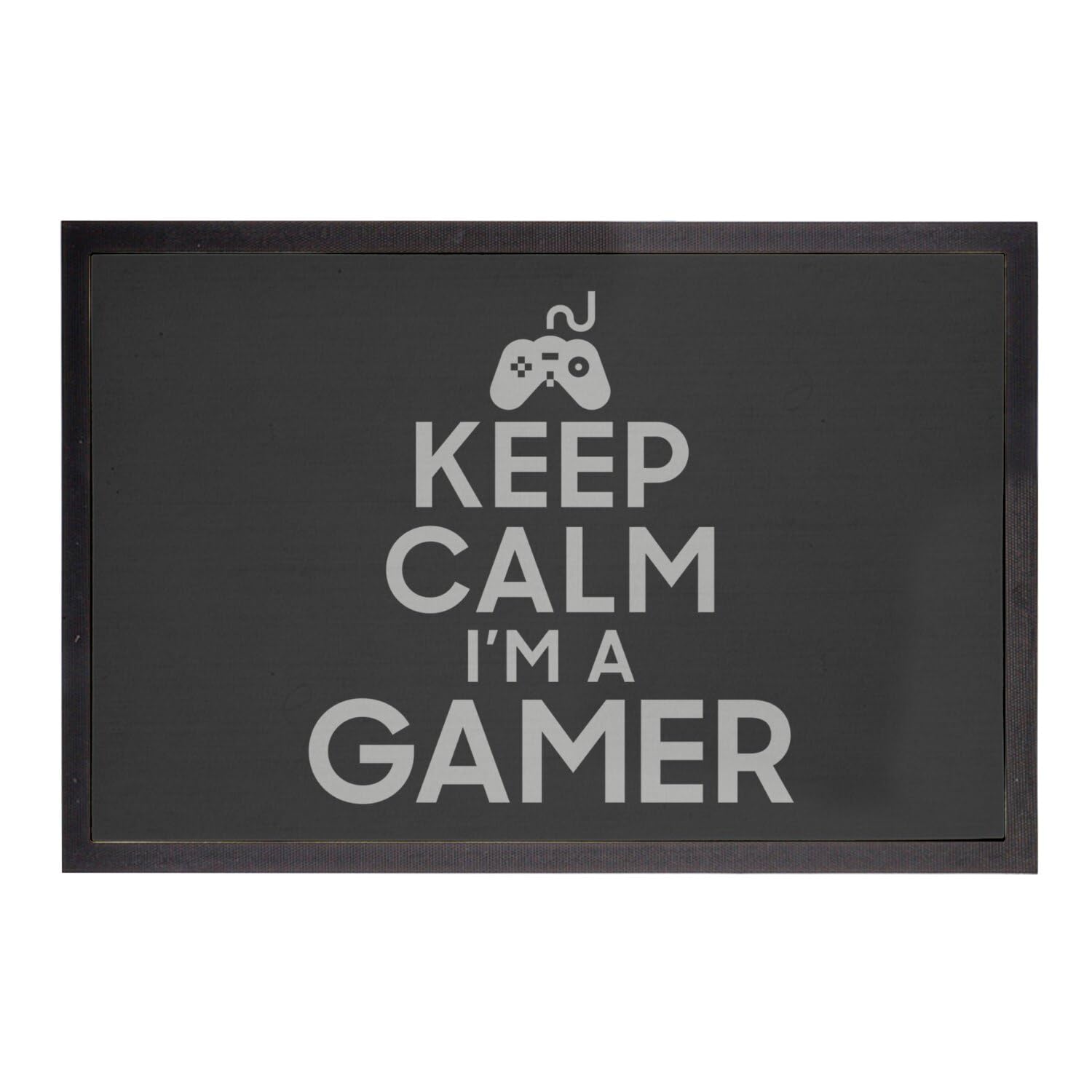 Paillasson noir Keep Calm Gamer 75x50cm tapis de porte humour