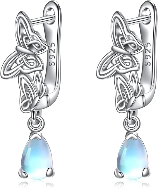 Butterfly Earrings Sterling Silver Celtic Knot Stud Earrings Moonstone Butterfly Jewellery Birthday Gifts for Women Mum