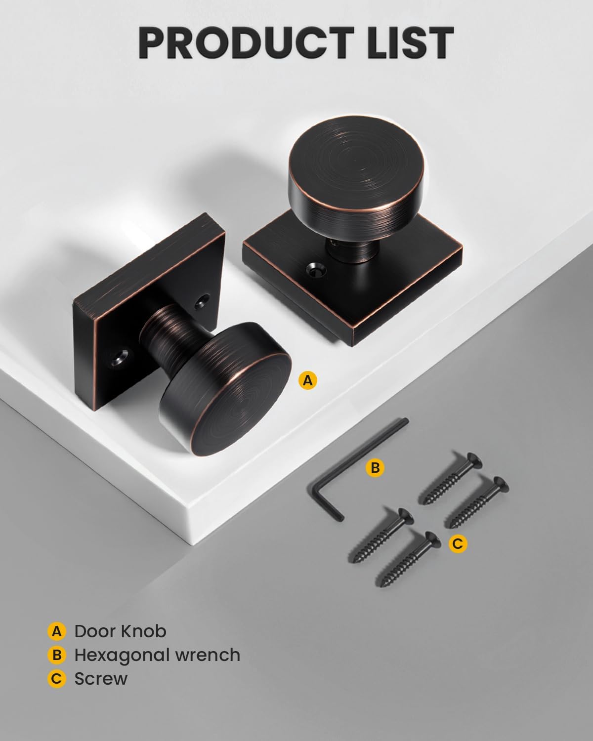 Goldenwarm Oil Rubbed Bronze Dummy Door Knobs for Interior Doors, Zinc Alloy Bronze Door Knobs for Closet & Double Door, Non-Turning Decorative Knobs, Easy Installation - 2 Pack(4 Pieces)