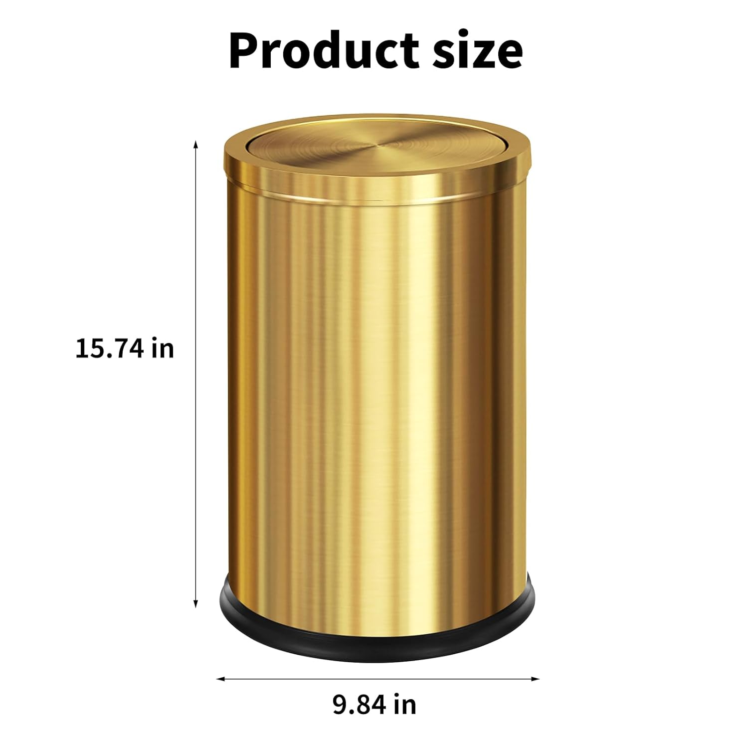 Brushed Gold Bathroom Trash Can with Swing Lid 4.7Gallon,Stainess Steel Garbage Can Trash Bin Wastebaskets for Kitchen,Office,Bedroom (Gold, 4.7 Gallon)