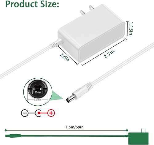 Miniatura 4 de 6V 2A Power Supply Adapter, 6V Baby Swing Power Cord for Fisher Price Cradle Swing, Rainforest Cradle Swing, Butterfly Ocean Wonders Swing,