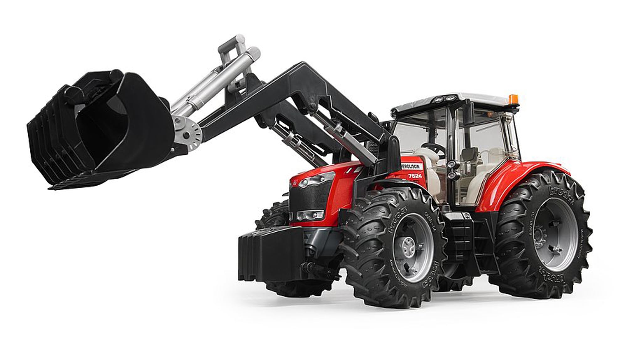 bruder 03047 - Massey Ferguson 7624 z ładowaczem czołowym | Ciągnik na farmę, do rolnictwa, zabawka dla dzieci od 3 lat, skala 1:16