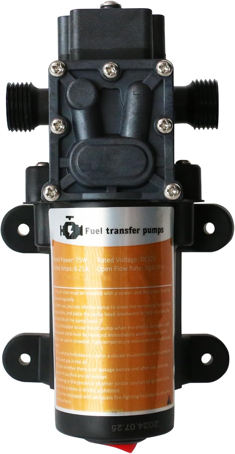 12V Electric Gasoline Transfer Pump,75W Fuel Transfer Pump Moves Up to 110 Gallons of Gas Per Hour (12V-75W)