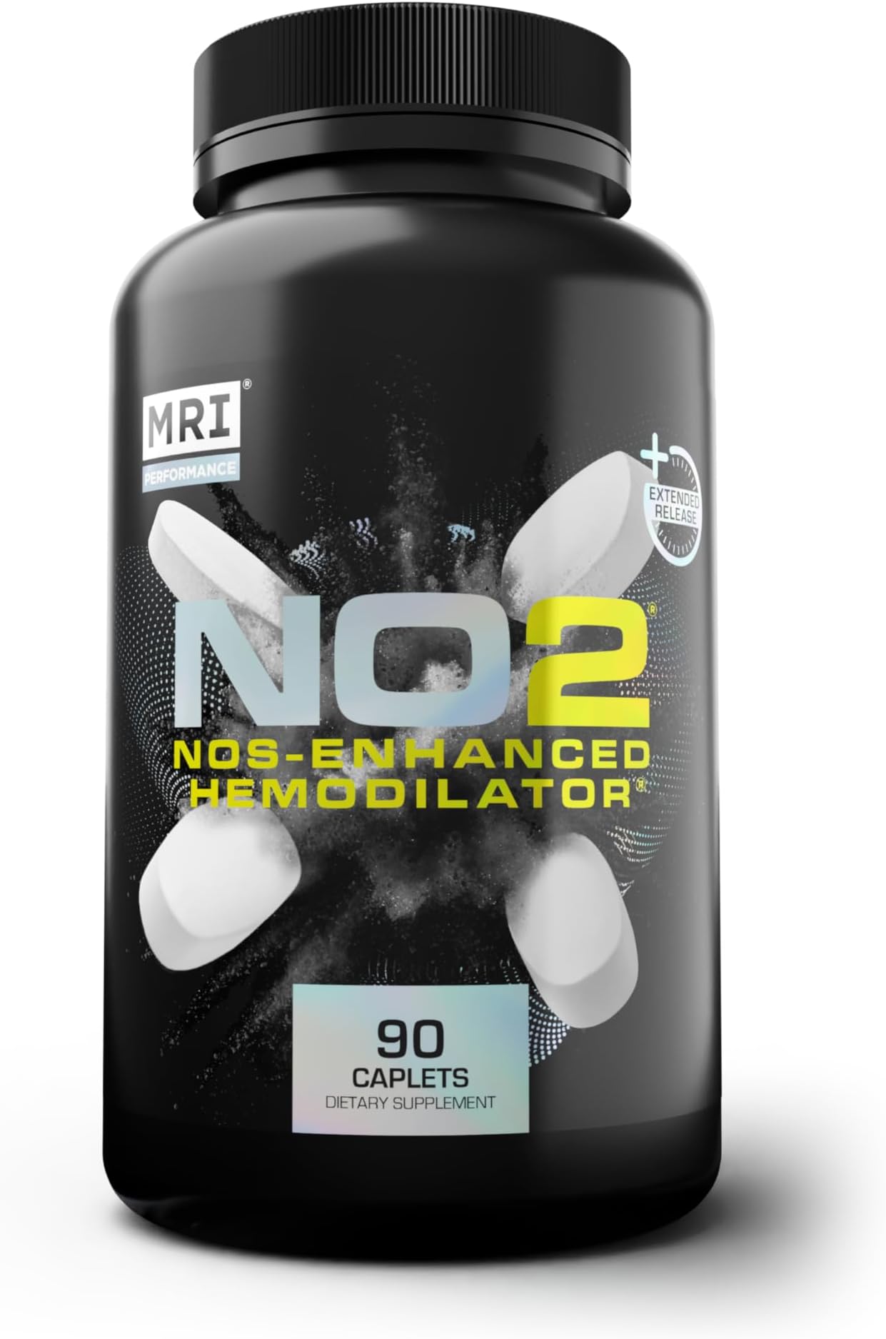 MRI NO2 Nitric Oxide Booster, 3000mg L-Arginine & AAKG (90 Caplets)