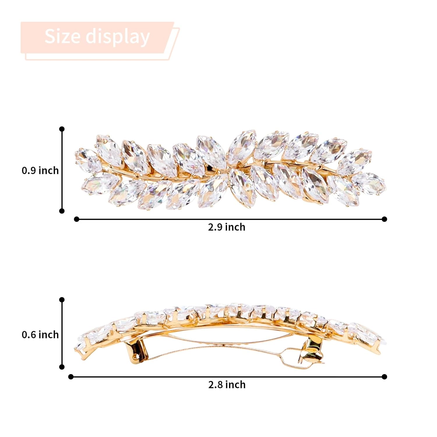 WHAVEL Rhinestone Hair Barrettes, Crystal Leaf French Bridal Hair Clips and Pins for Wedding, Vintage Hair Accessories for Bride and Bridesmaid (Gold) - Image 6