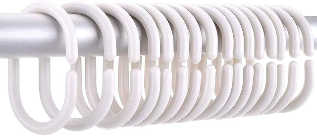 Guang-T Shower Curtain Rings 30-Pack Bathroom Curtain Hook Curtain Poles Shower Rod Hook Hanger White Color Plastic Ring Bath Drape Loop Clasp Drapery Home (White)