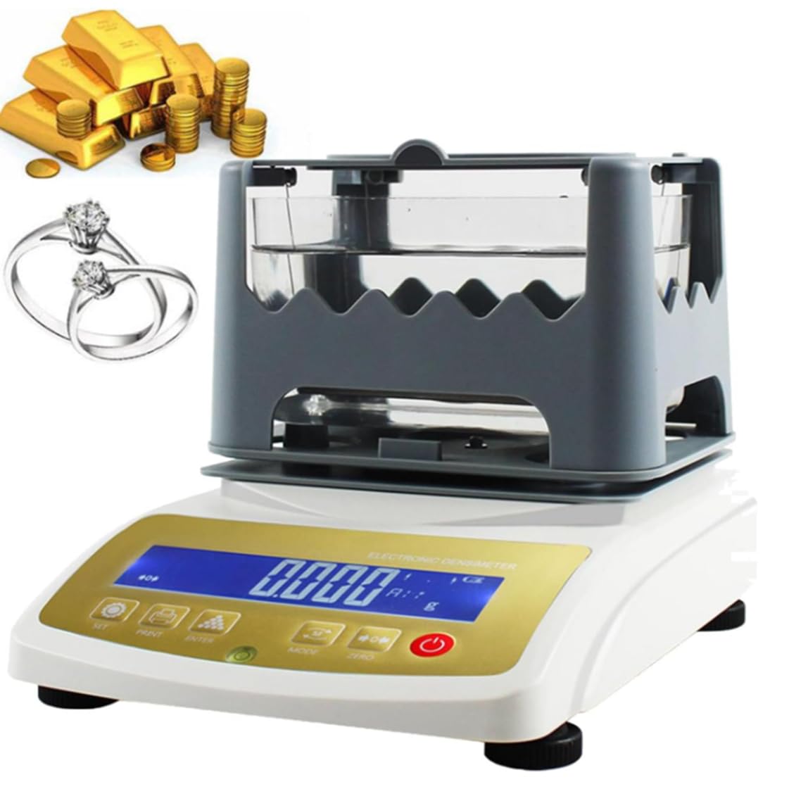 Analizador de pureza en quilates de metales preciosos, medidor de densidad de oro, comprobador de pureza de oro con pantalla digital para joyeros y casas de empeño,1200K