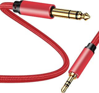 3.5mm to 6.35mm Stereo Audio Cable: 3M 3.5mm 1/8“ Male TRS to 6.35mm 1/4“ Male TRS Nylon Braided Stereo Audio Cable for Guitar, Home Theater Devices,Smartphones,and Amplifiers