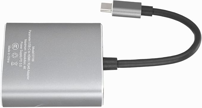 Hub USB Tipo C 3 en 1 con PD 3.0, HDMI 4K y RJ45 miniatura 4