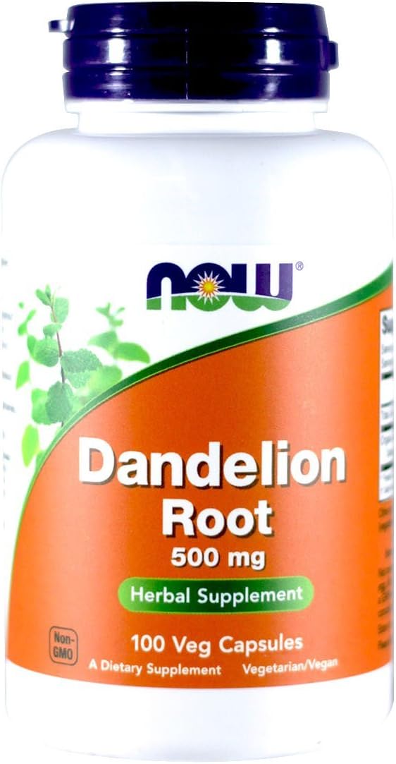 NOW Dandelion Root 500mg, 100 Capsules (Pack of 3)
