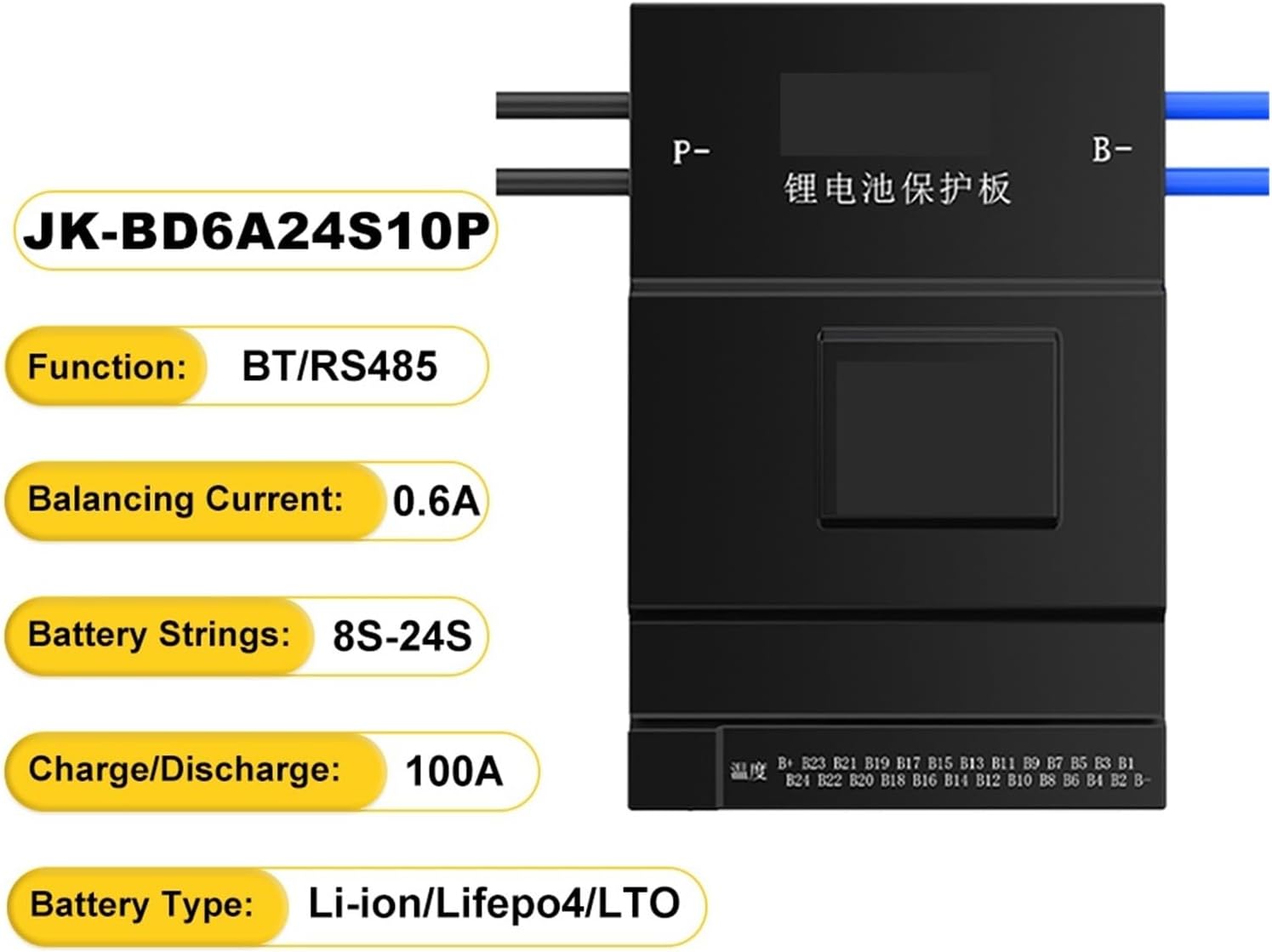 BMS 100AH 8S 10S 12S 13S 14S 15S 16S 20S 21S 24S with Active Balance Board Li-Ion Lifepo4 100ah Lto Battery(BD6A24S10P)
