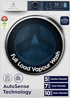 Electrolux 9kg 5 Star Front Load Washing Machine, 5 Year Warranty, AutoSense Technology, Full Load Vapour Wash, Hygienic Care, Woolmark, EcoInverter Motor, UltimateCare 500, EWF9024R5WB, White