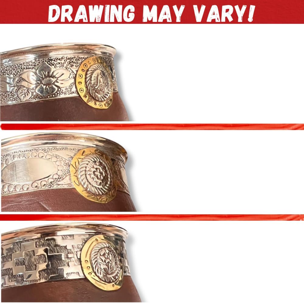 Hide & Smile Imperial Premium Handmade Mate Kit, pumpkin and leather Cup And Bombilla Set, Authentic Argentine Mate Gourd Tea, Includes Straw, Souvenir from Argentina, Original Design (Brown)