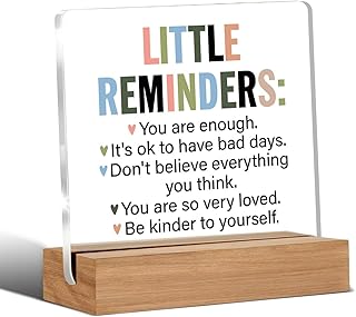 Inspirational Motivational Gifts Employee Appreciation Gifts Little Reminders You are Enough Clear Desk Decorative Sign Acrylic Sign With Wooden Stand for Office Desk Table Shelf