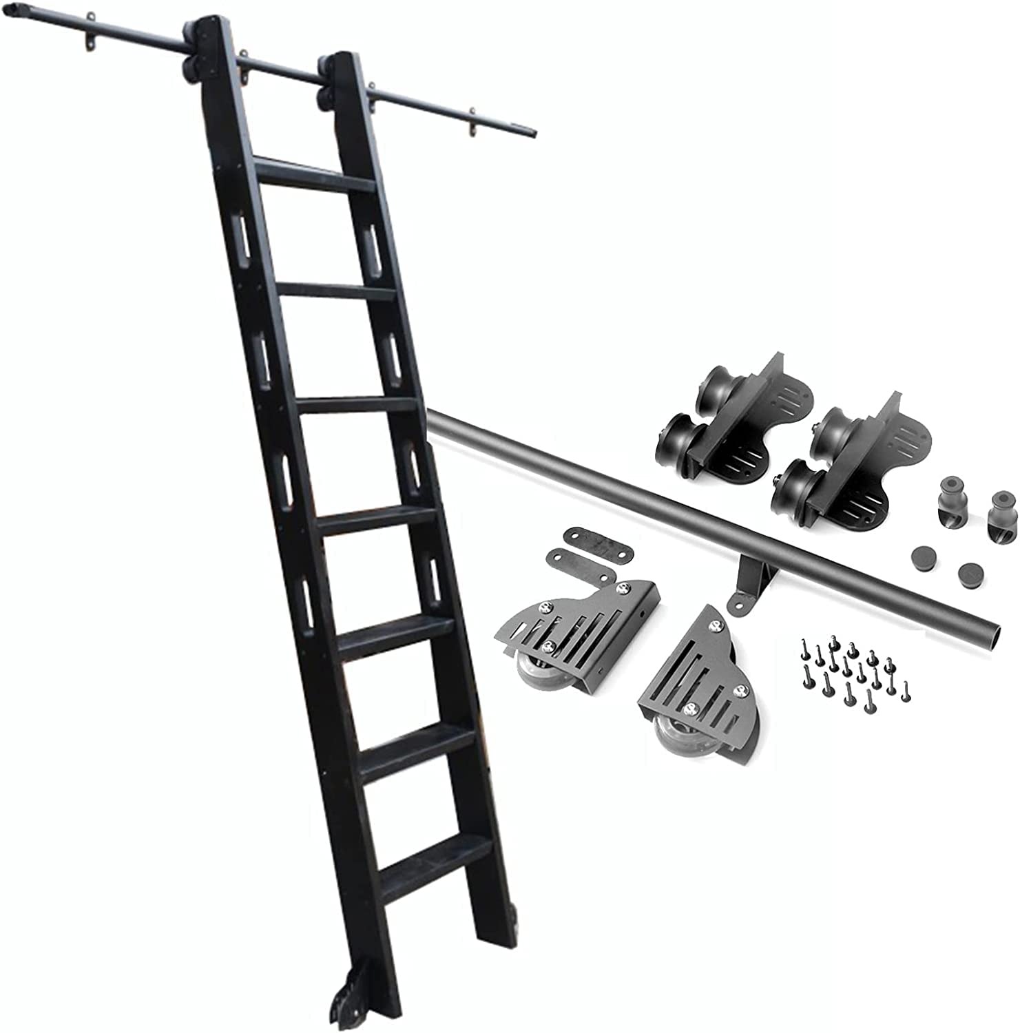 Rail de suspension pour échelle coulissante en acier robuste avec quincaillerie rétractable