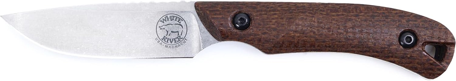 White River Knives Smith & Sons Axiom Fixed Blade Knife 2.88" Drop Point CPM MagnaCut Stonewashed Blade Burlap Micarta Handle Brown