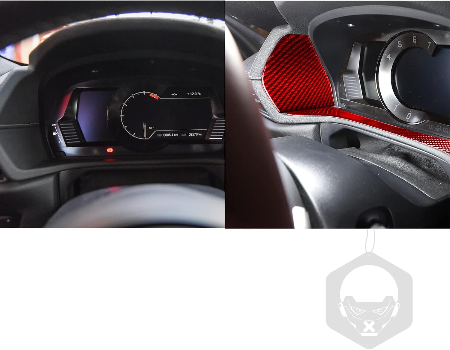 Carbon Fiber/Piano Black Interior Exterior Decor Cover Sticker A90 Racing Refurbishment Trim Compatible with Toyota Supra A90 2019-2022 (Red Real Carbon Fiber, Dashboard Panel Stickers 3pc)
