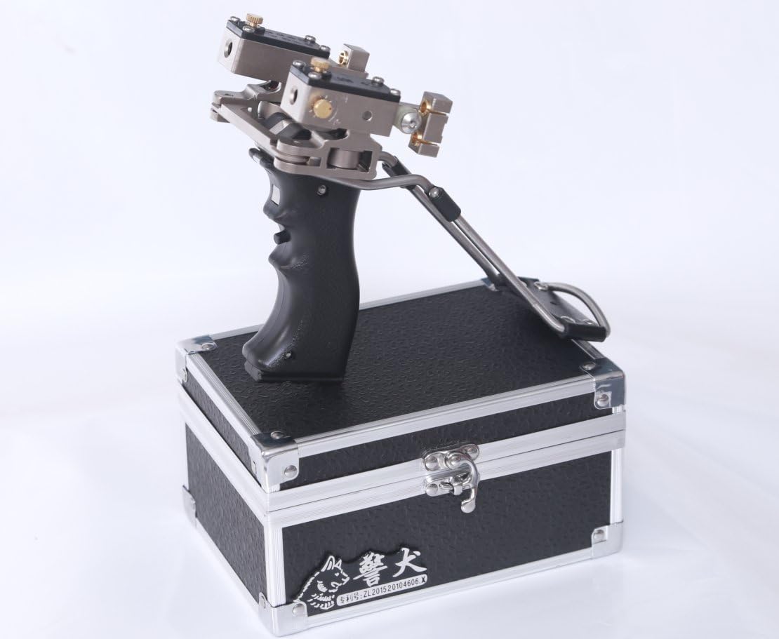 police dog Professional Slingshot Stainless Steel Outdoor Hunting Sling Shot High Velocity Catapult with 2 Rubber Bands and Some Extra Slingshot Ammo