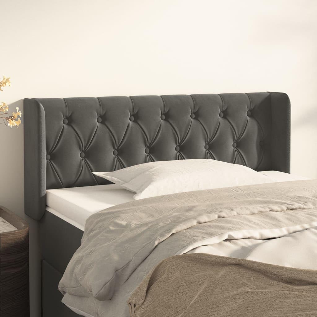 vidaXL Cabecero Dormitorio Cabezal Estructura Cama Tapizado Mueble Adorno Decoración Habitación Casa Hogar Terciopelo Gris Oscuro 93x16x78/88 cm