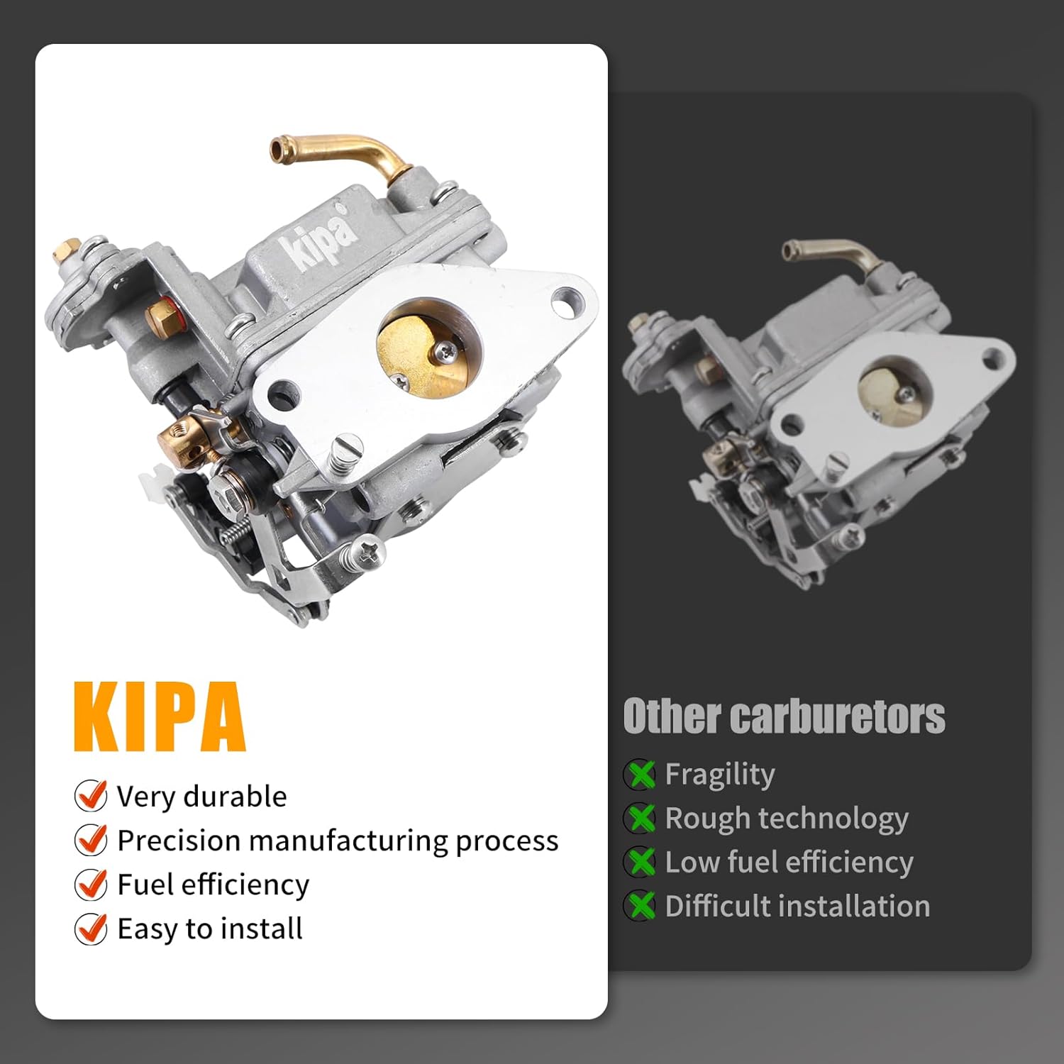 Kipa Carburetor For Mercury Mercruiser Quicksilver 8HP 9.9HP 4-Stroke Outboard Motor 3303-8M0104462 1300-8M0167272 3303-895110T01
