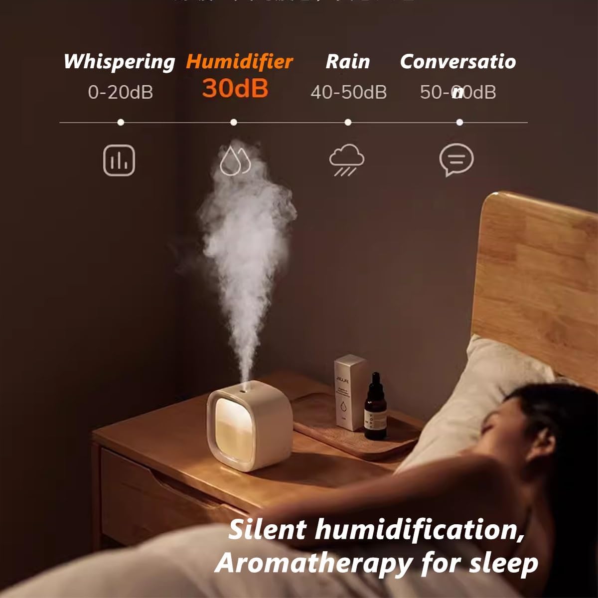 LEIYTFE Ultrasonic Mini USB Air Humidifier Personal Desk Humidifier with Night Light, Essential Oil Diffuser,Portable Charging USB,for Car Office Home Travel (Color : Pink)