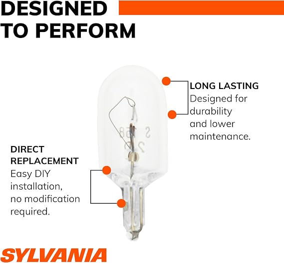 SYLVANIA 194 Long Life Miniature Bulb, Interior Lighting, 2-Pack