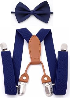 Kids Suspenders Men's Boys' Suspenders And Bow Tie Set Adjustable Elastic