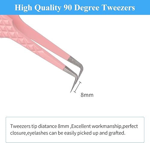 Miniatura 4 de GEMERRY - Pinzas de pestañas para pestañas en racimo, pinzas de pestañas inclinadas negras para cejas y vello facial, pinzas de extensión de