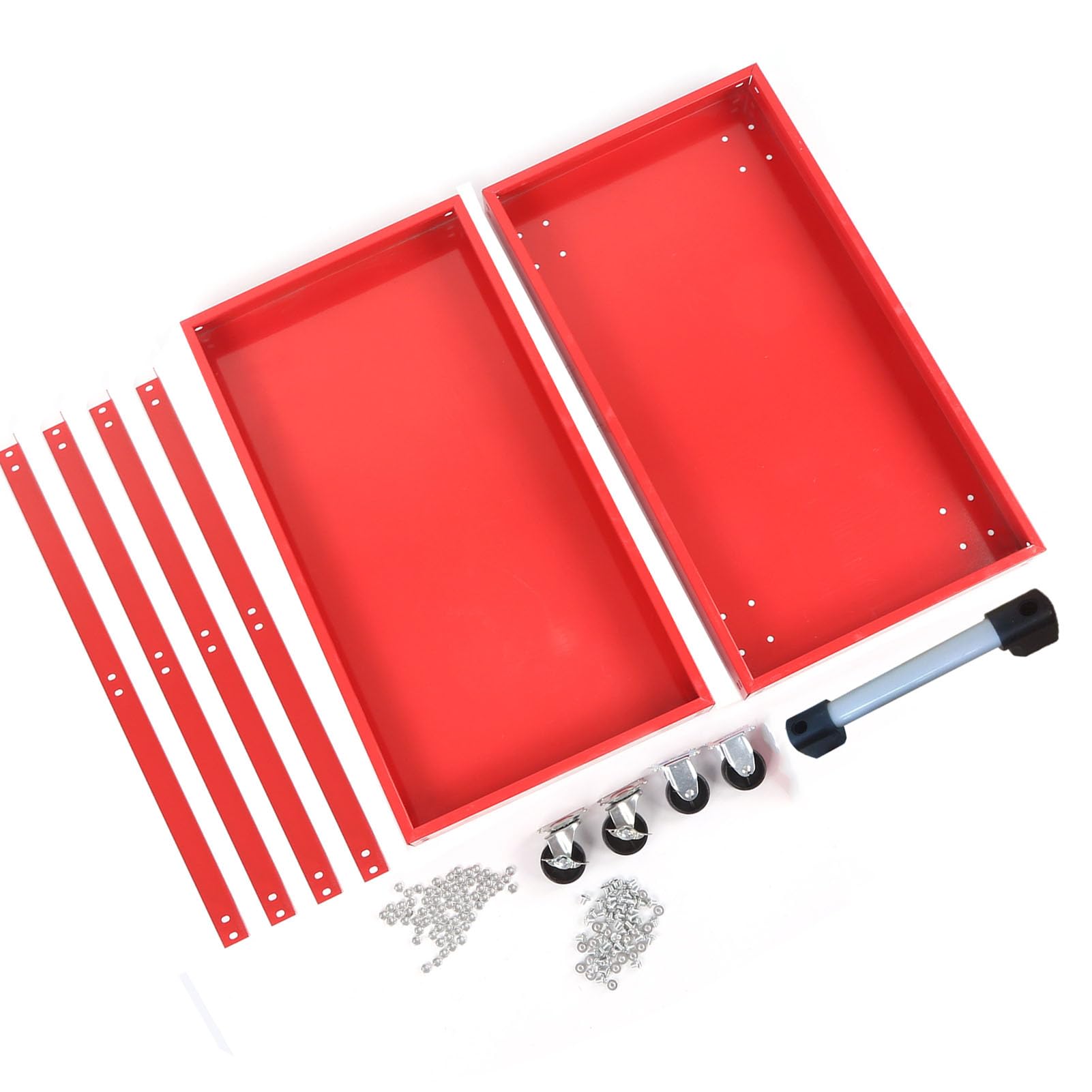 Carrello Portautensili di Servizio con 2 Vassoi, Carrello Multiuso con Rotelle Durevole per Officina di Riparazione Auto, Organizer Mobile per Attrezzi, Acciaio Laminato a Freddo, 1 unità