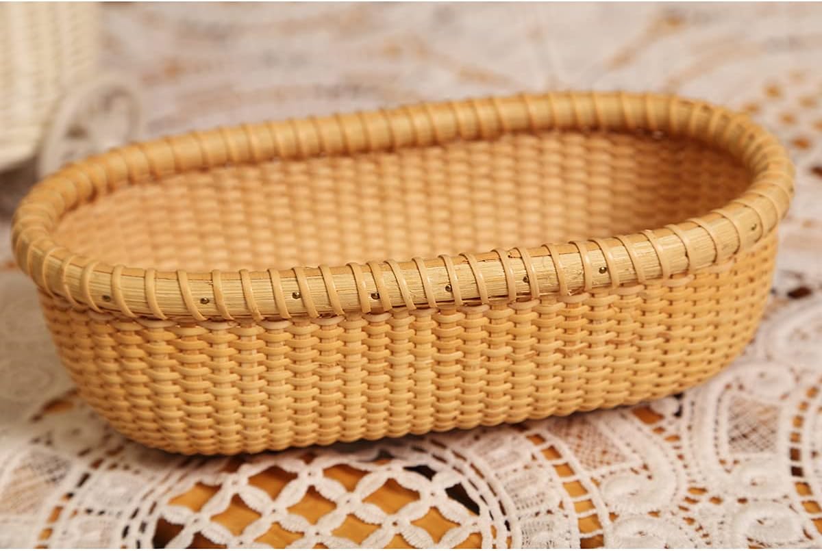 Nantucket Basket Basket Tea Fruit Basket Handicraft Storage Basket Desktop Organizer Woven Rattan Handwoven rattanStorage Basket and Home Organizer Bins