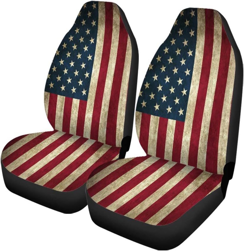Britimes Set of 2 Car Seat Covers Auto Accessories Carseat Front Seats Fit Most Cars,SUV Sedan,Truck American Flag