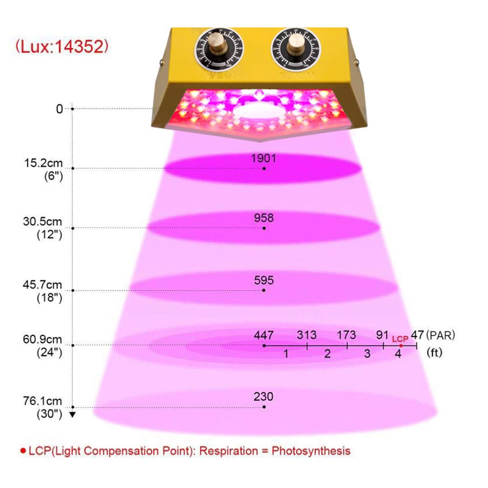 BaronHong 1000W Pentagon LED Grow Light Full Spectrum, Plant LED Lamp Grow Strip with UV and IR, Grow Lamp for Indoor Hydroponics Plants Veg Flowers (yellow, M)