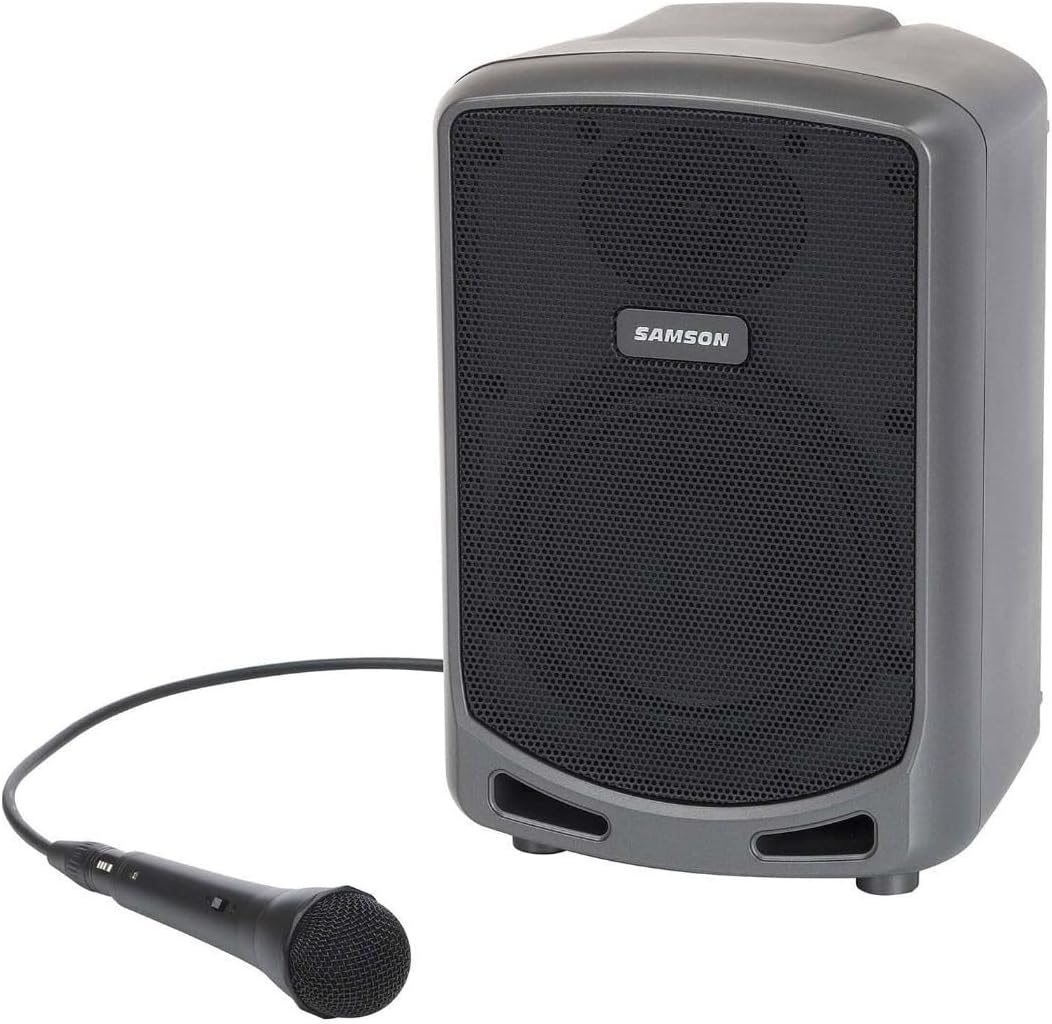 Expedition Express Plus 75-Watt Rechargeable Bluetooth Portable Power Amplifier Speaker with Samson Wired Mic