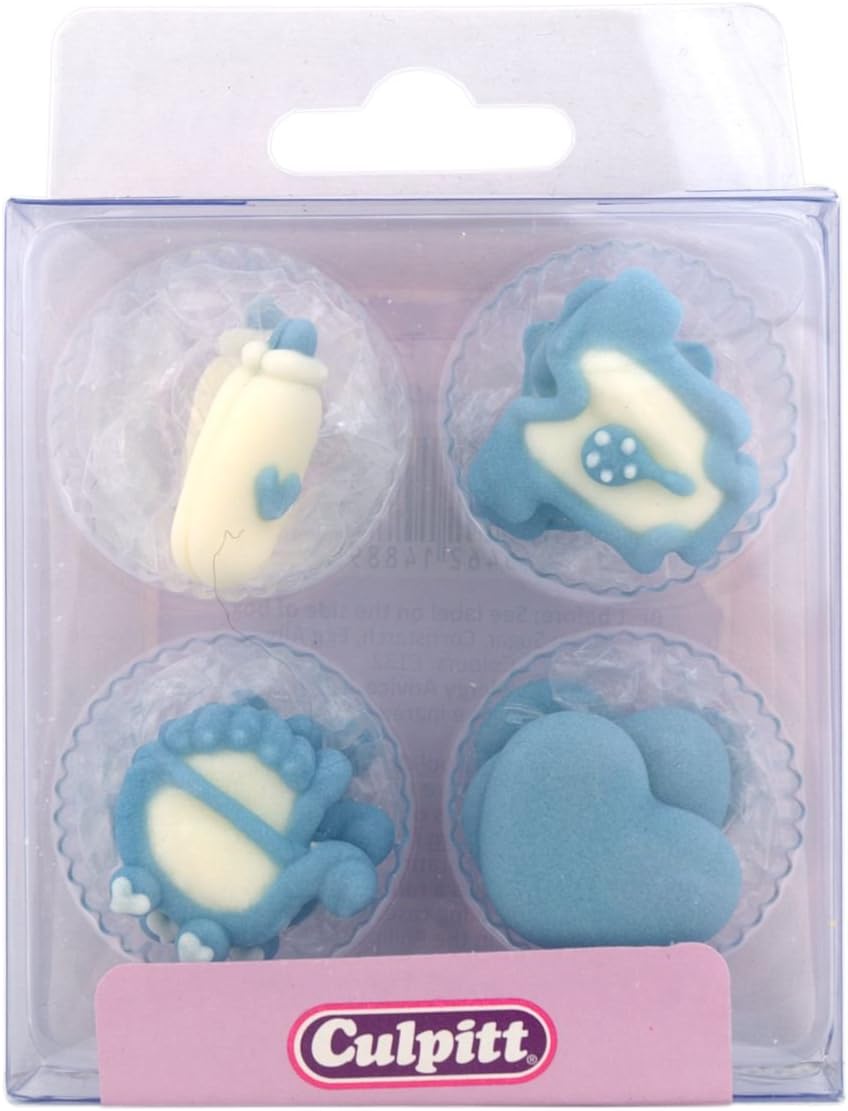 Culpitt Sugar Cake Decorations Blue Baby Shapes