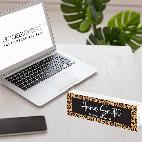 Vista 25 de Andaz Press Placa de nombre de escritorio de oficina, diseño floral de melocotón rubor personalizado para el hogar, escritorio, profesor, jefe