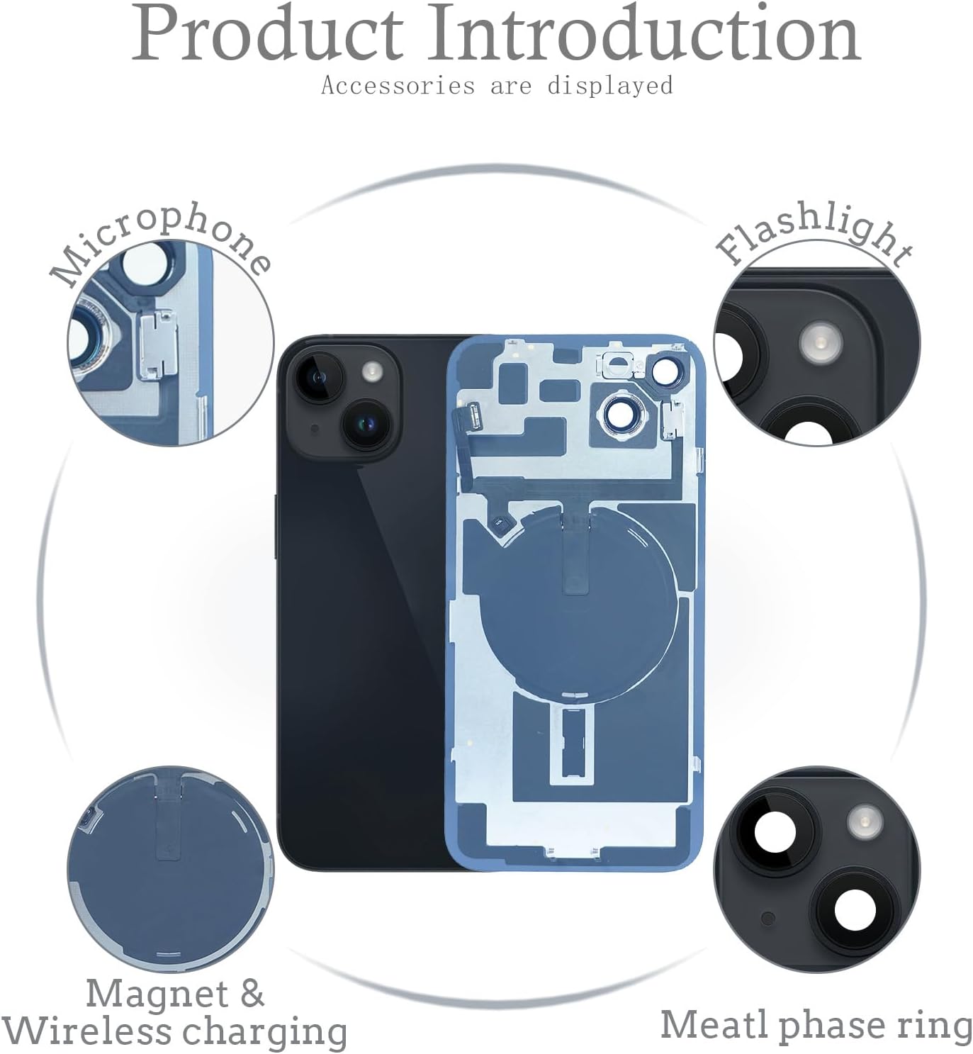 Back Glass Replacement for iPhone 14 Plus(6.7 inches Midnight) Integrated Glass & Wireless Charging Repair Tools are Included