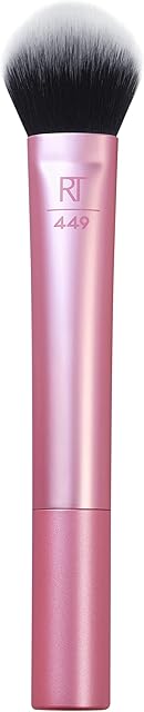 REAL TECHNIQUES Tapered Cheek Makeup Brush, For Blush, Highlighter, or Loose Powder, Soft Bristles, Precise Application, 1 Count, Pink