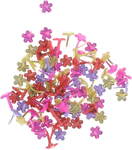Cabilock Manualidades 100 piezas de clavos de flores para manualidades de papel, bricolaje, mini sujetadores de papel, accesorios para álbumes de