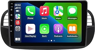 1280 x 720 Andorid 13 8 Core 2+32GB Radio for Fiat 500 500C 2007-2015 Stereo Replacement Dash Kit, 9" QLED Touch Screen Built-in Car-Play Android Auto GPS Navigation SWC DSP RDS Rear View